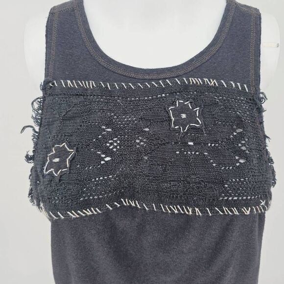 We The Free People Crochet Boho Tank Gray M - Picture 2 of 6